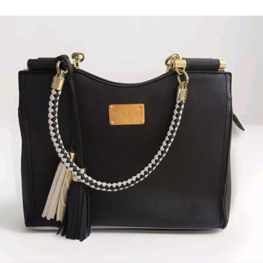 Bebe Black Faux Leather Satchel Like New